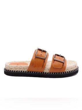 Castaner Tan Double-Buckle Slide Sandals